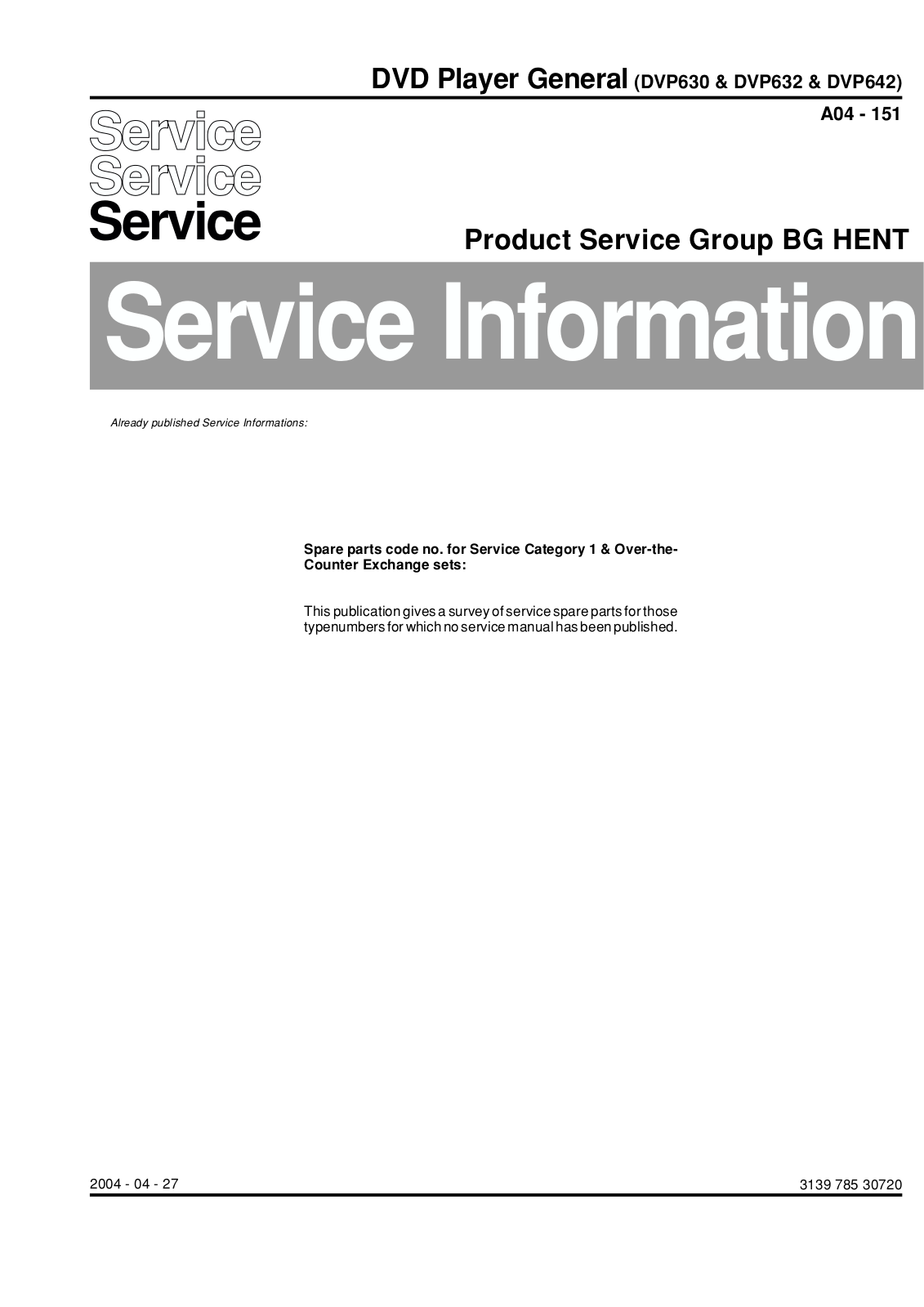 Philips DVP-630, DVP-632, DVP-642 Service manual