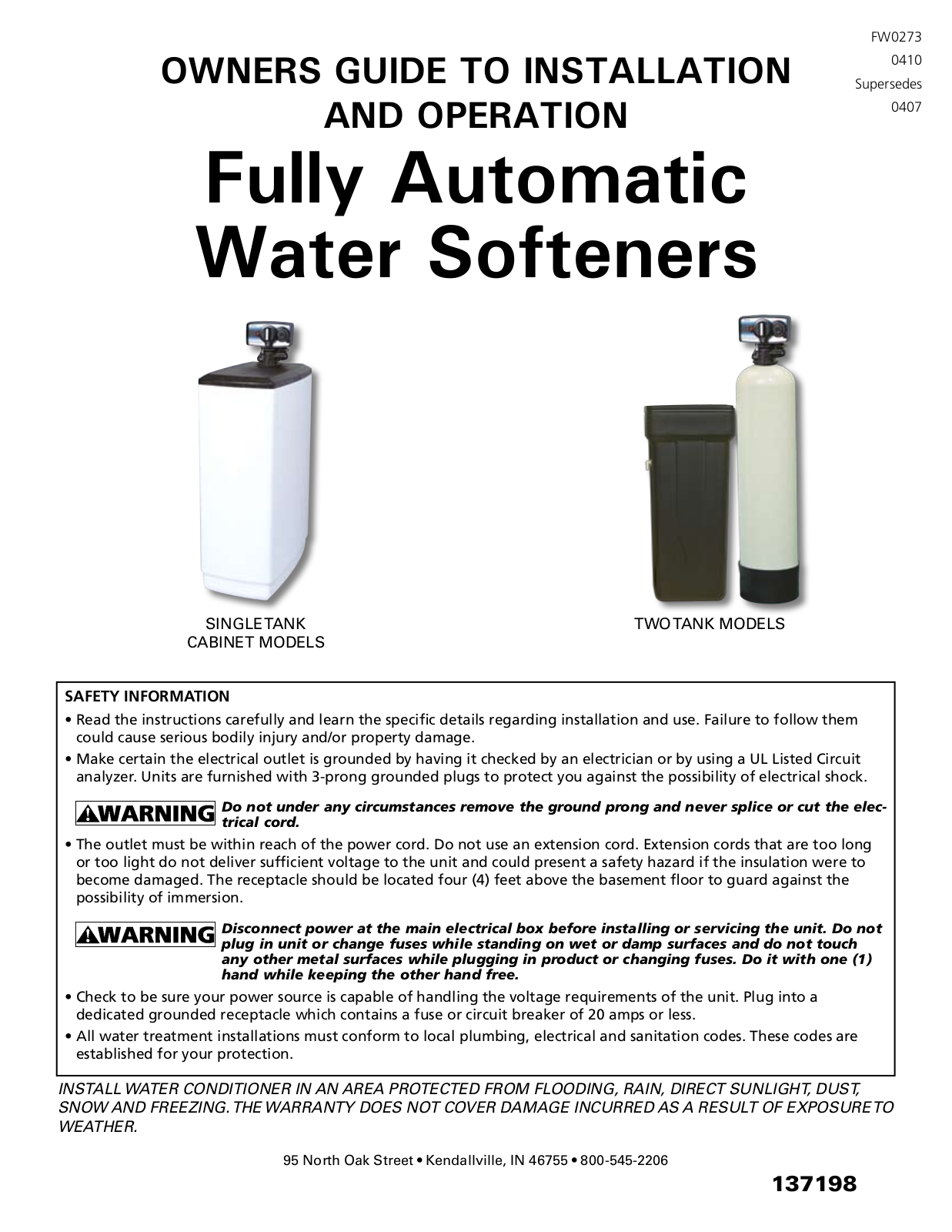 Star Water Softener User Manual