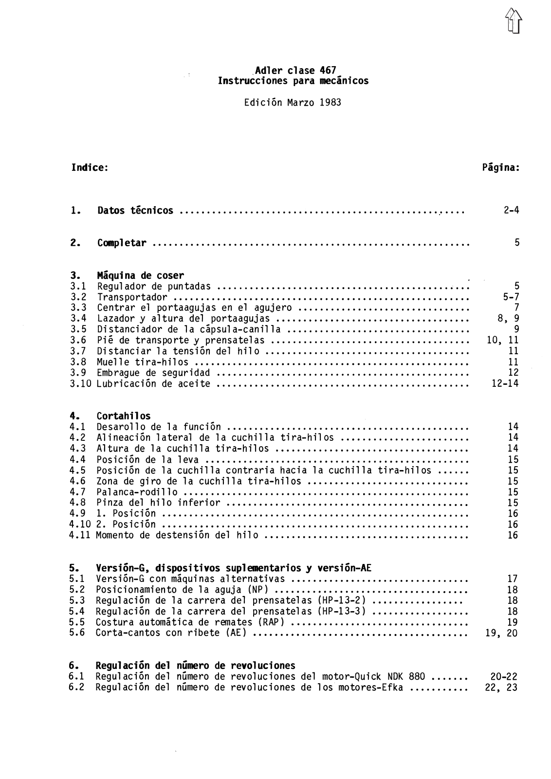 Adler 467 Service Manual