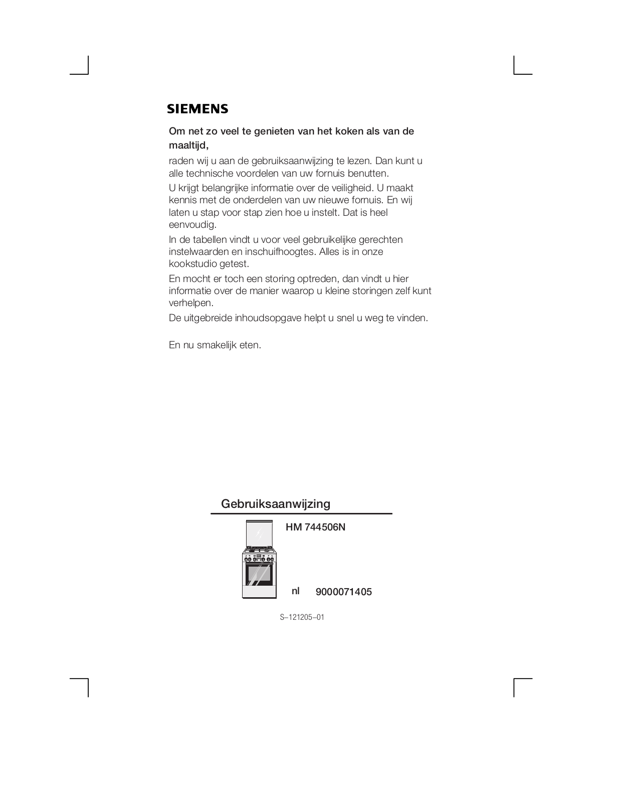 Siemens HM744506N User Manual