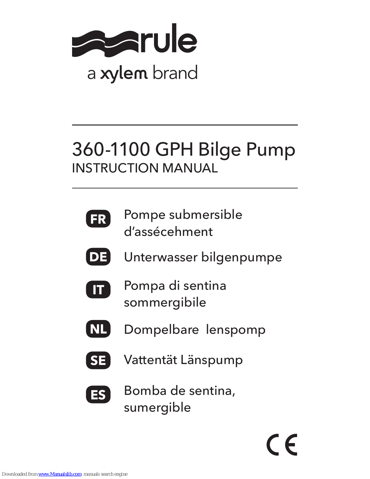 Rule GPH, 360 GPH, 500 GPH, 800 GPH 1100 GPH Instruction Manual - ManualMachine.com