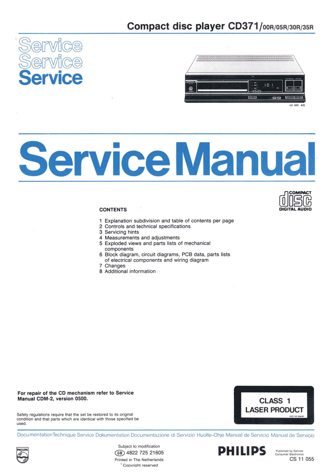 Philips CD371 Service manual