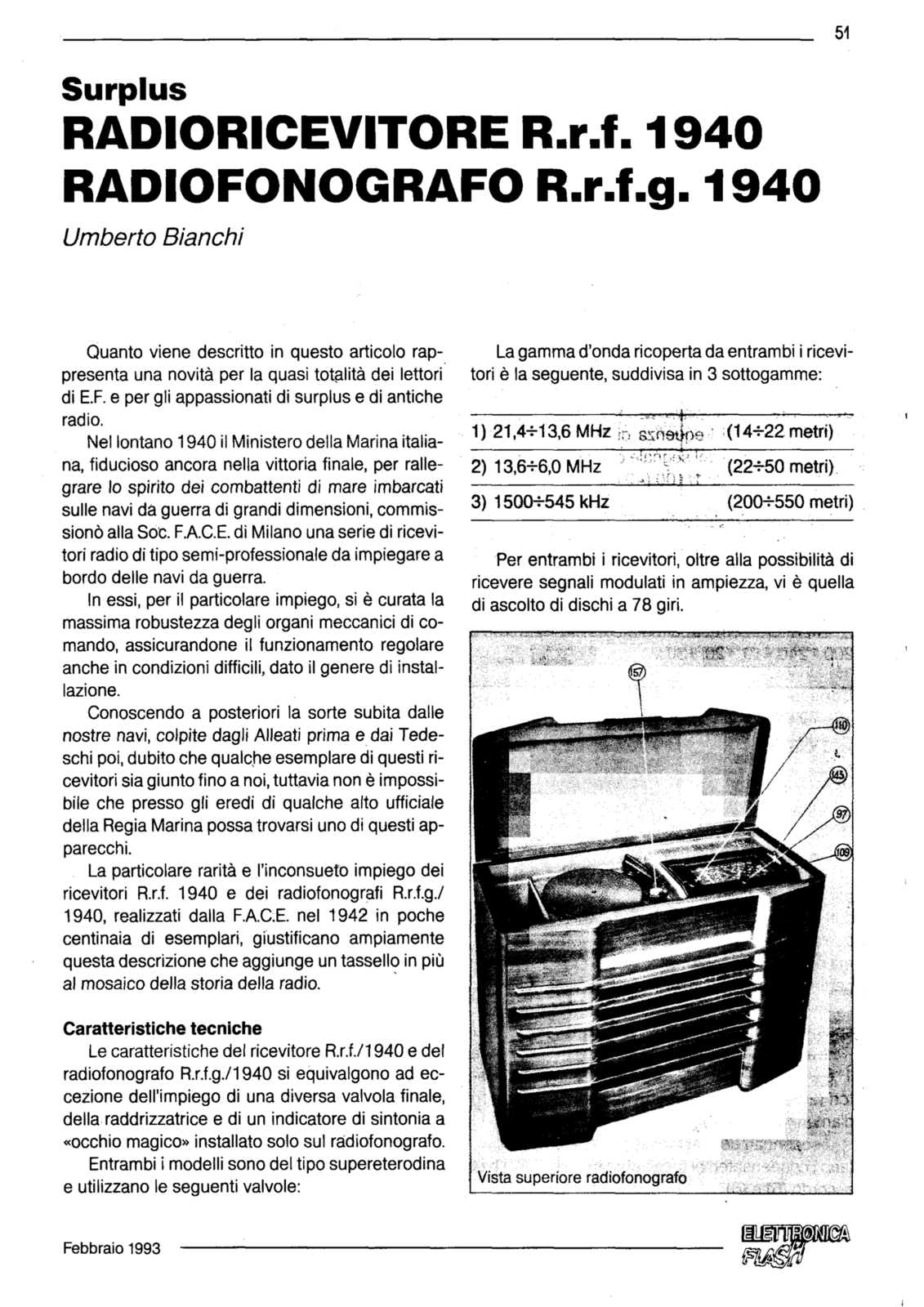 Face rrf 1940, rrfg 1940 schematic