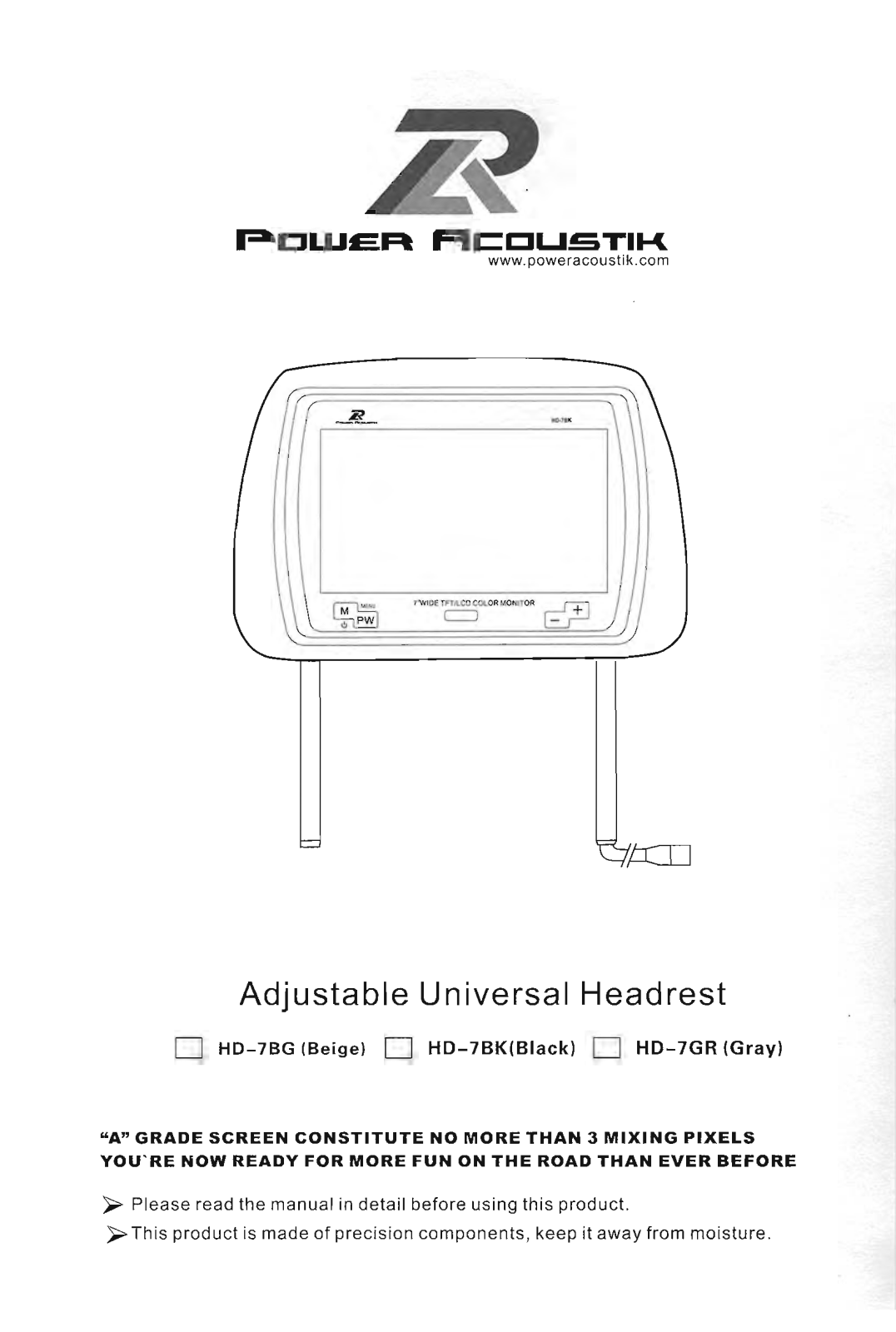 Power Acoustik HD-7GR, HD-7BG, HD-7BK User Manual