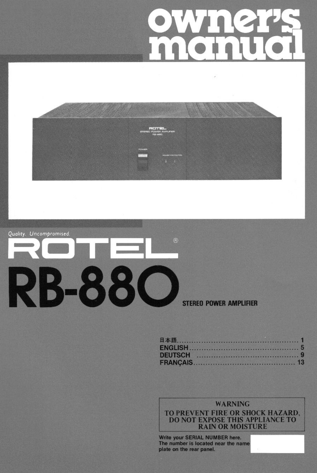 Rotel RB-880 User Manual