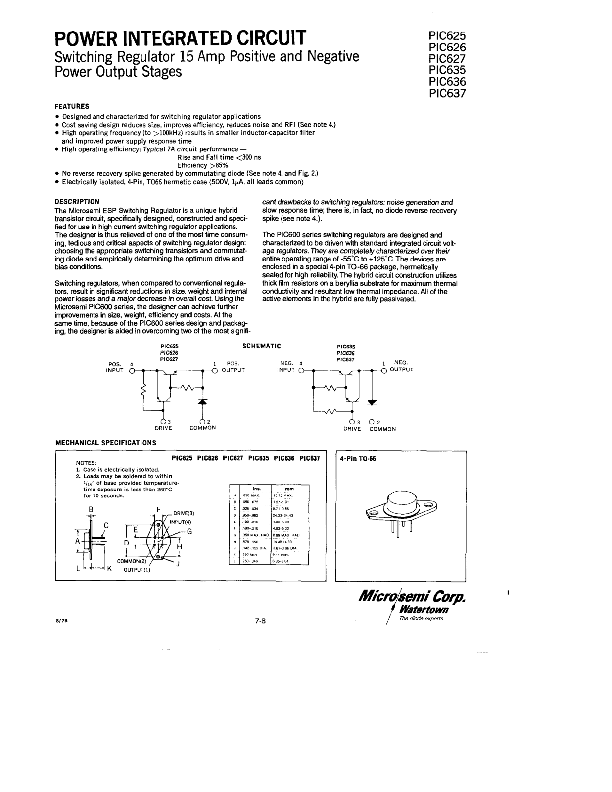 Microsemi Corporation PIC625, PIC626, PIC627, PIC635, PIC636 Datasheet