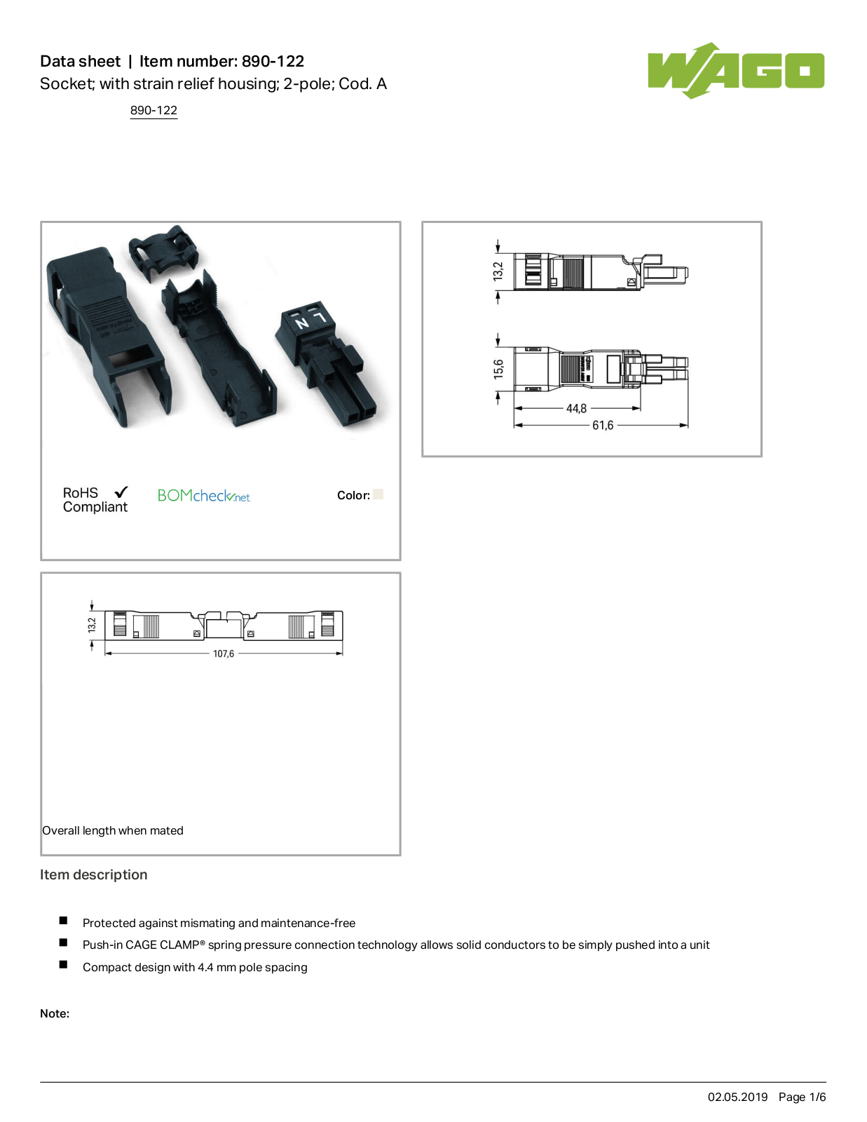 Wago 890-122 Data Sheet