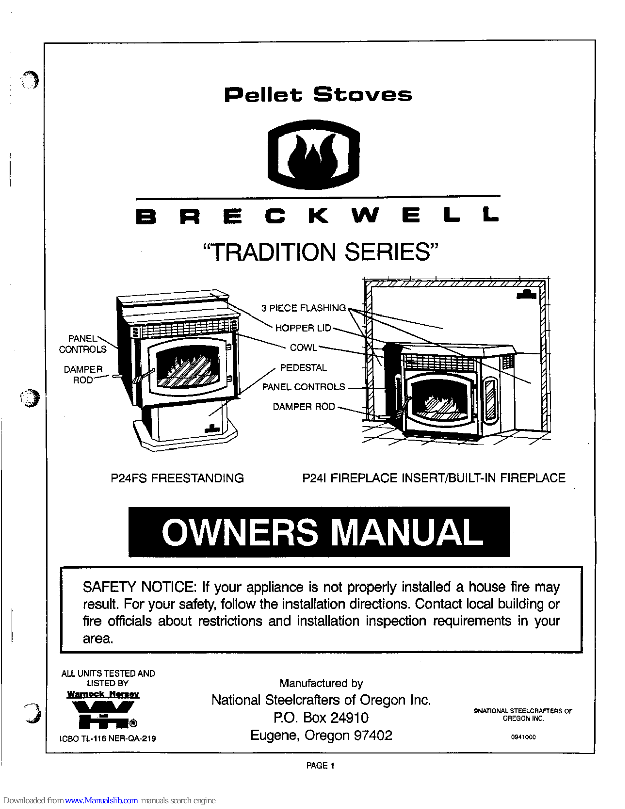 Breckwell Tradition P24FS, P24I, Tradition P24I Owner's Manual