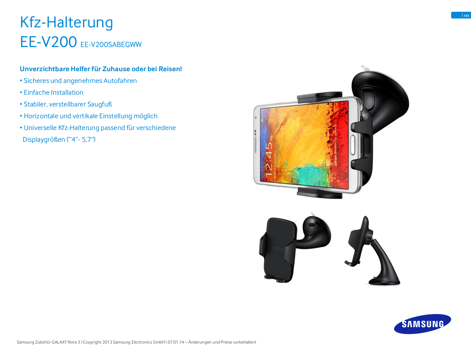 Samsung EE-V200SABEGWW Technical data