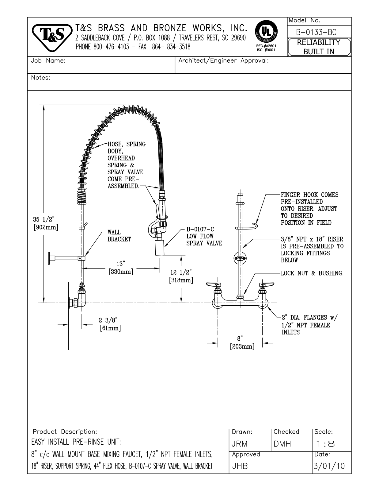 T & S Brass & Bronze Works B-0133-BC General Manual