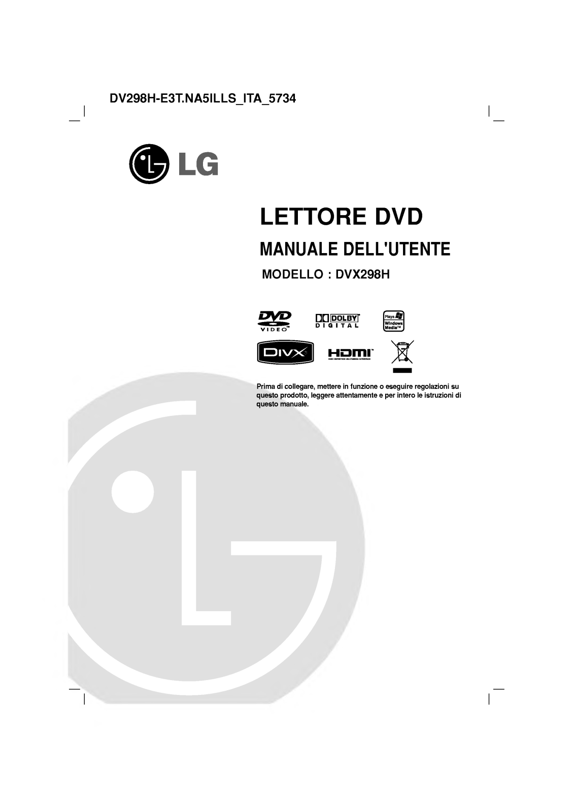 Lg DVX298H User Manual