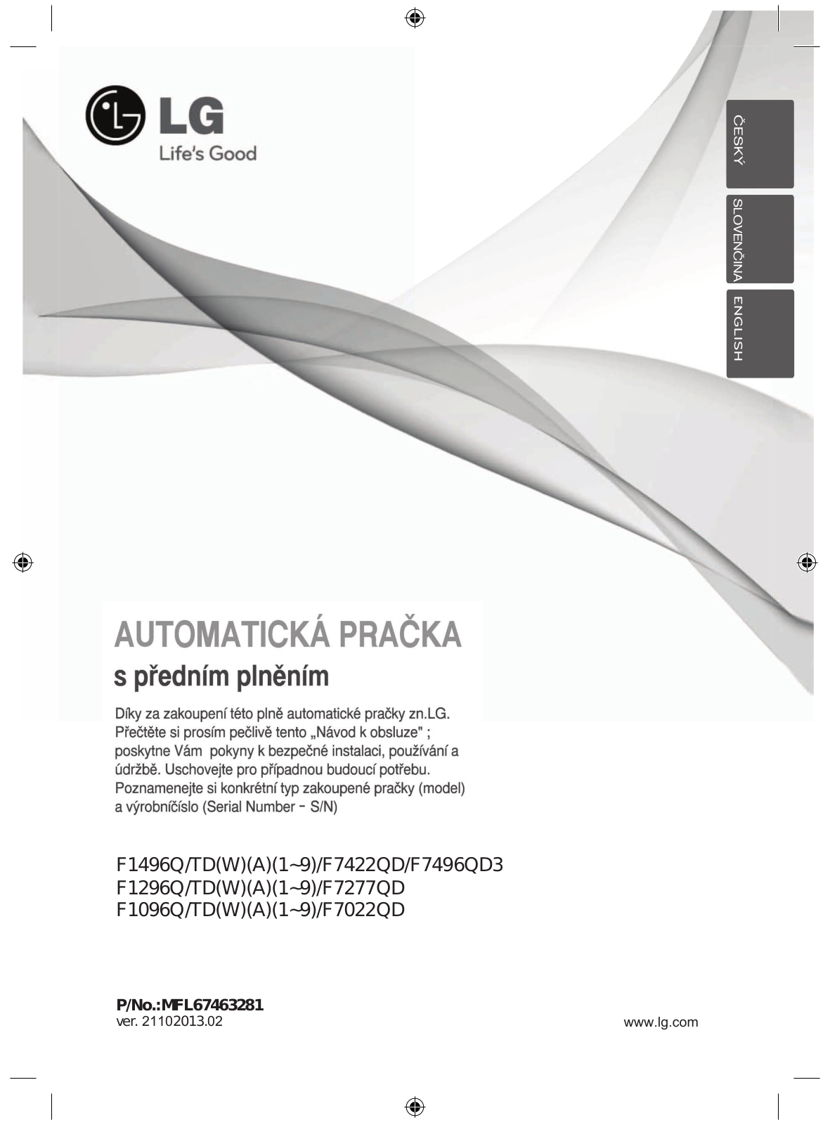 LG F7296QD Operating Instructions