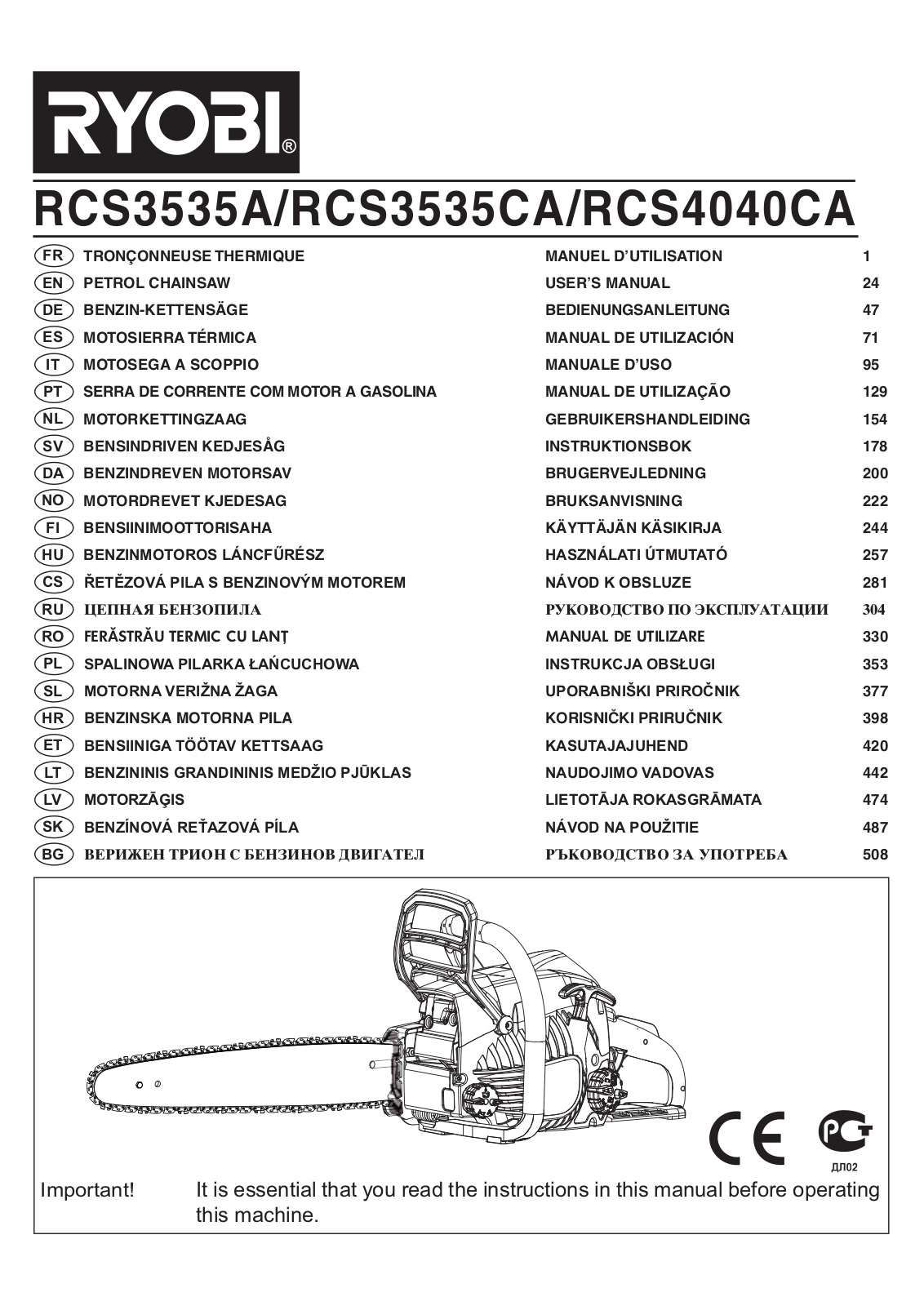 RYOBI RCS3535A, RCS3535CA, RCS4040CA User Manual