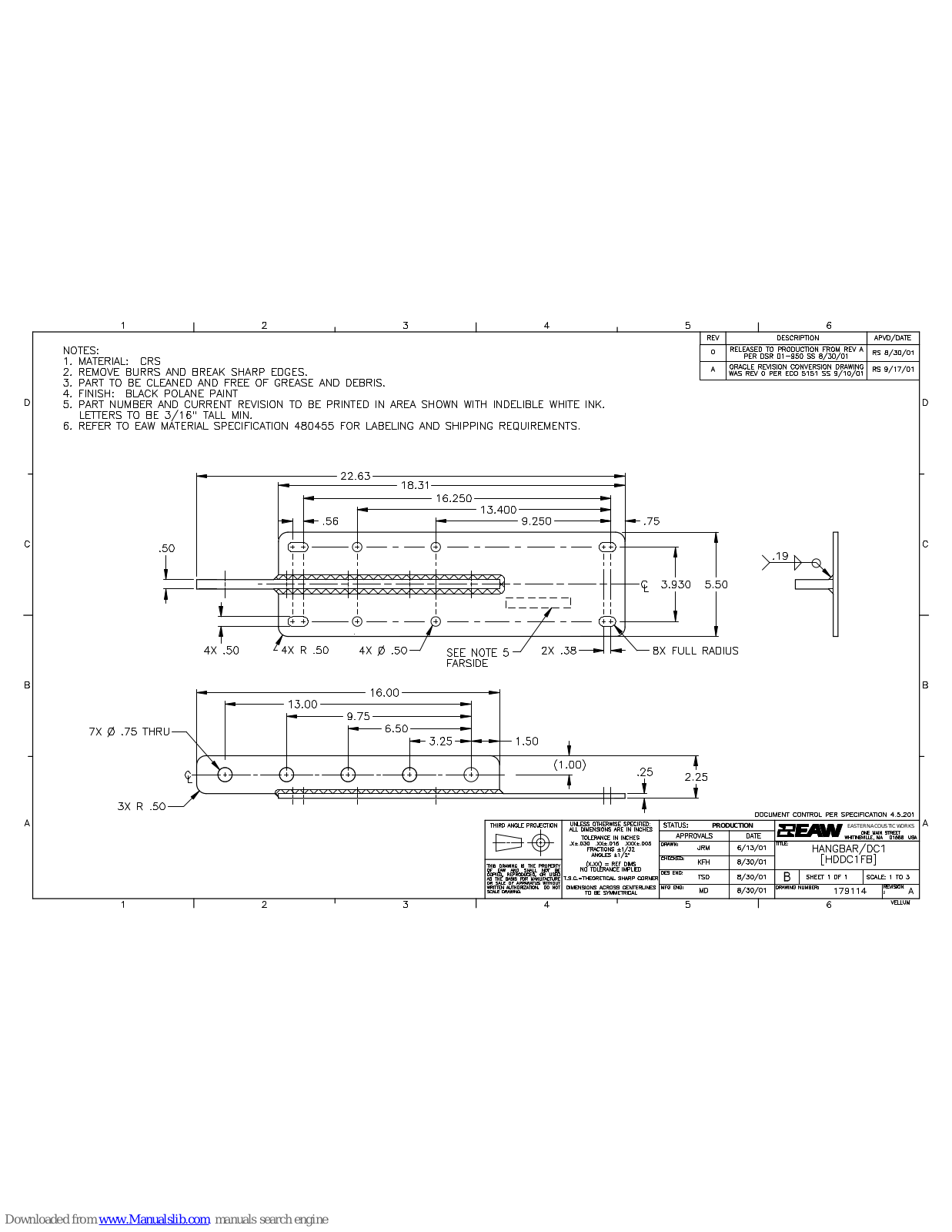 EAW Avalon DC1 Dimensional Drawing