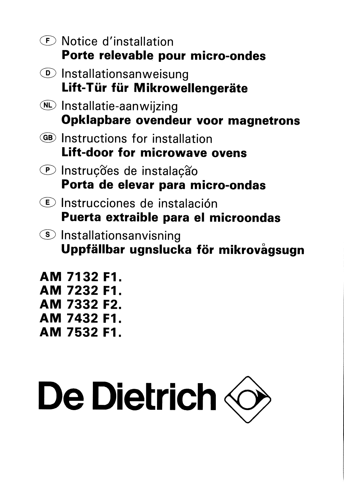 De dietrich AM7332F2, AM7132F2, AM7232F2, AM7432F2, AM7532F2 User Manual