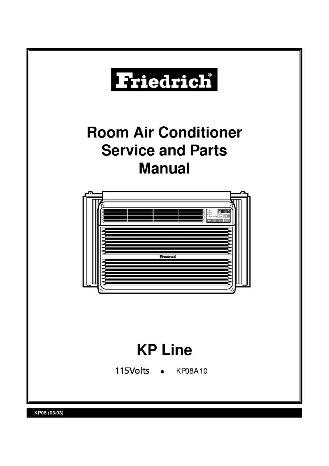 Friedrich Kp08a10 Service Manual