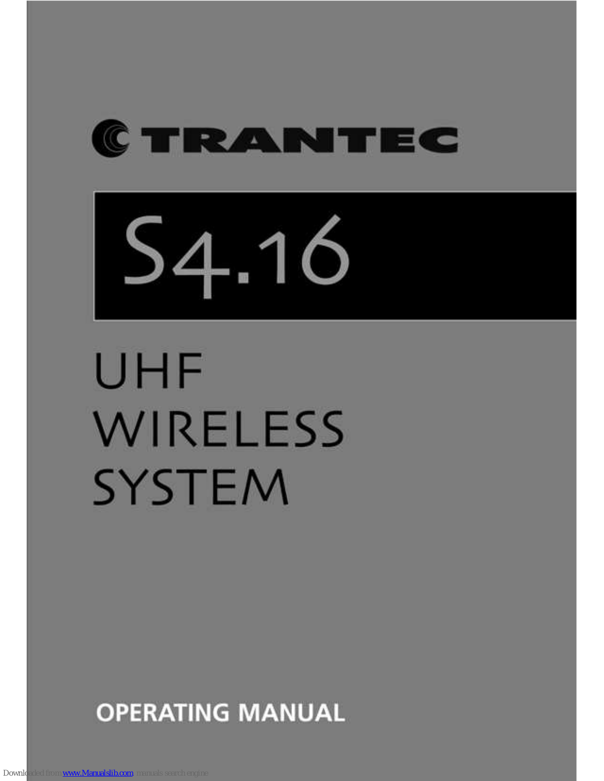 Trantec S4.16 series Operating Manual