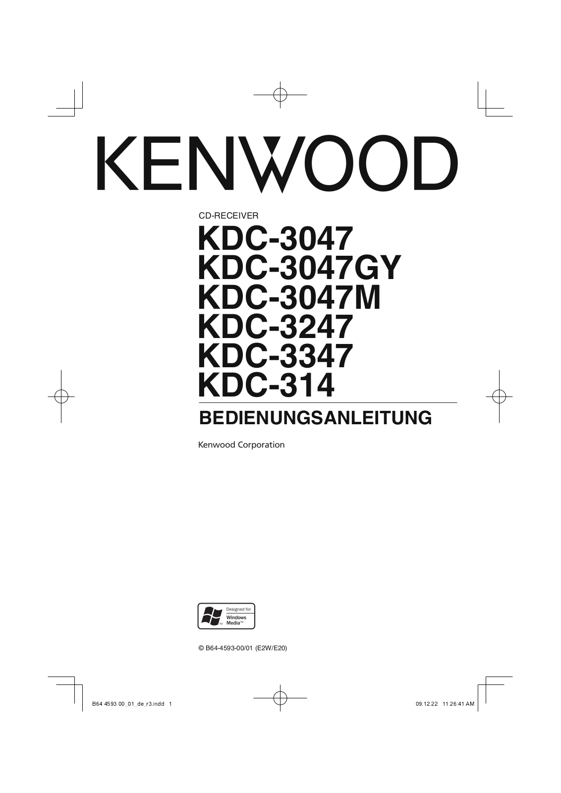 Kenwood KDC-3047, KDC-3347, KDC-314, KDC-3247 User Manual