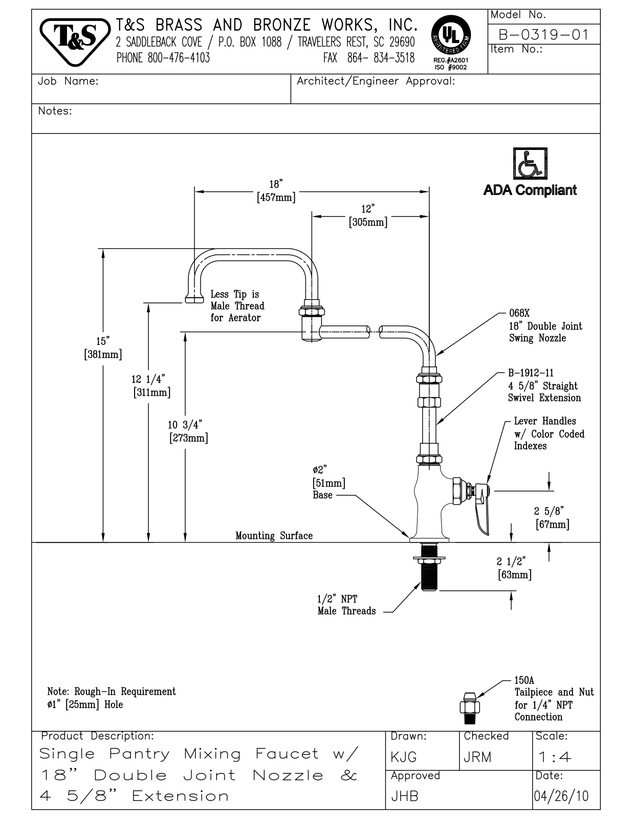 T & S Brass & Bronze Works B-0319-01 General Manual