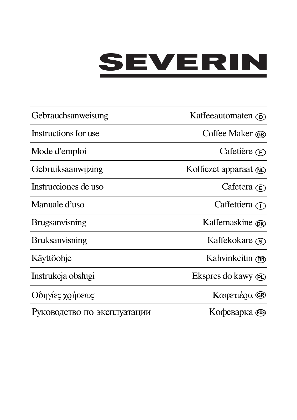 Severin KA 4150 User Manual