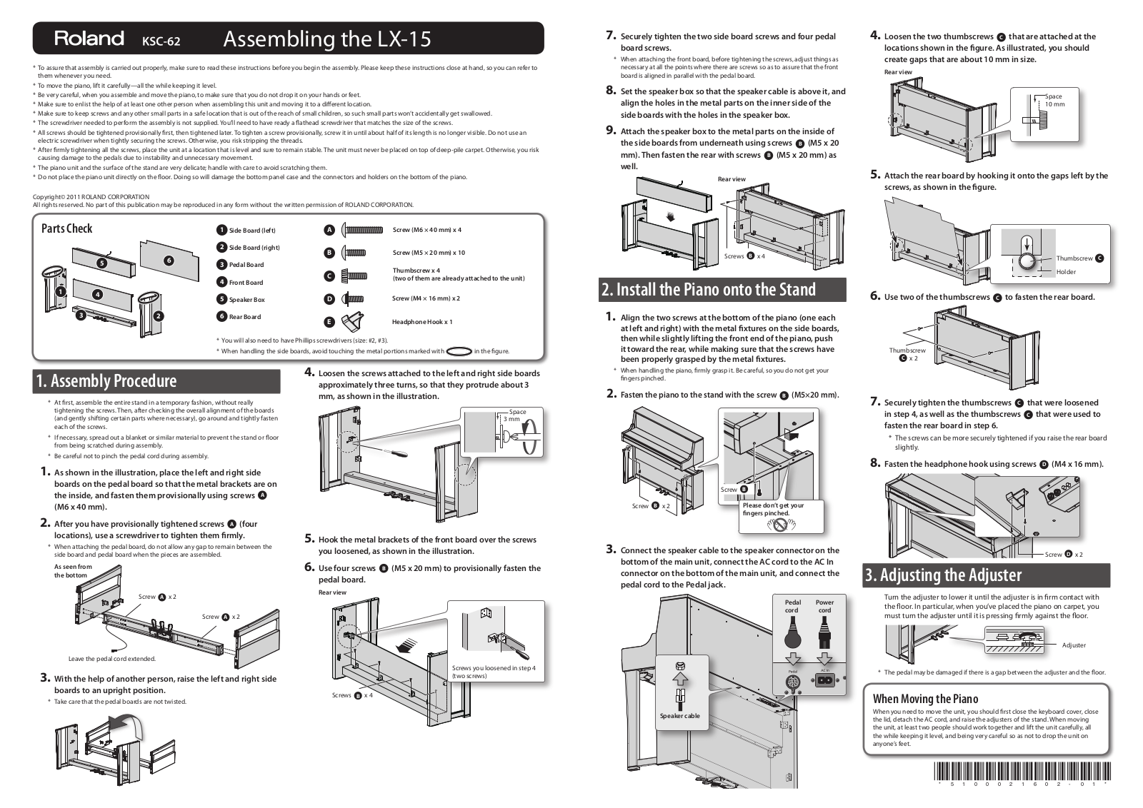 Roland KSC-62 Assembling & Installation Instructions - ManualMachine.com