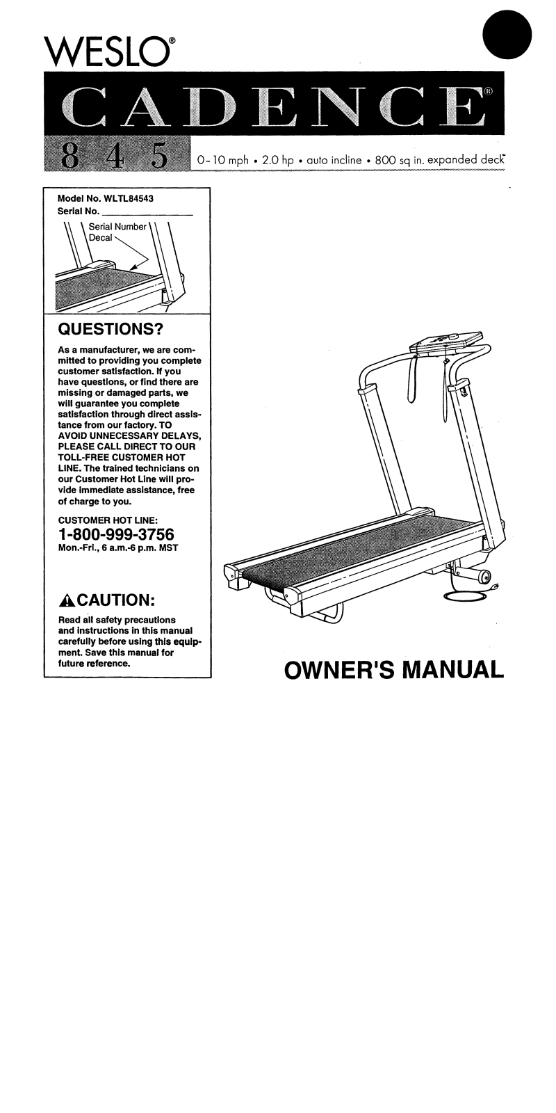Weslo WLTL84543 Owner's Manual