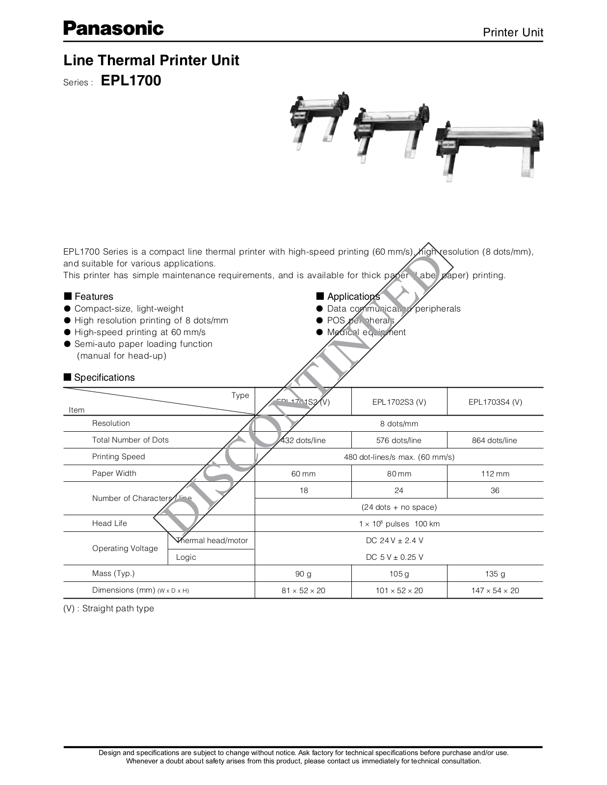 Panasonic EPL1700 User Manual