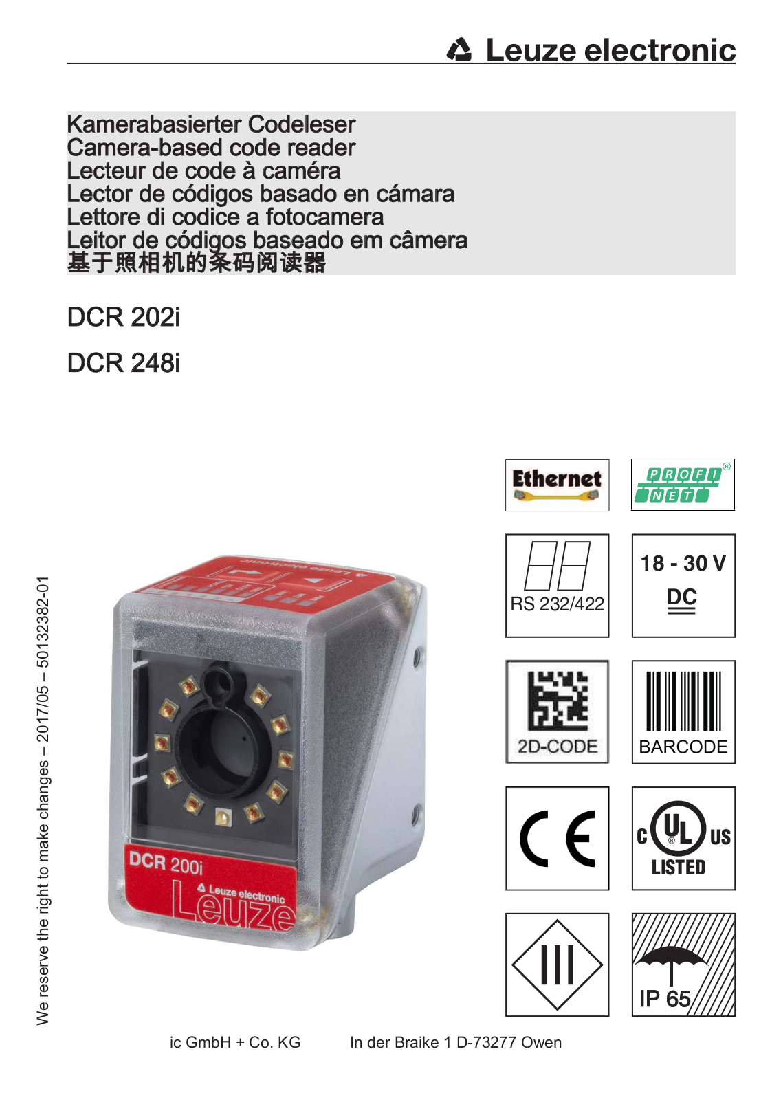 Leuze DCR 202i, DCR 248i Package Insert