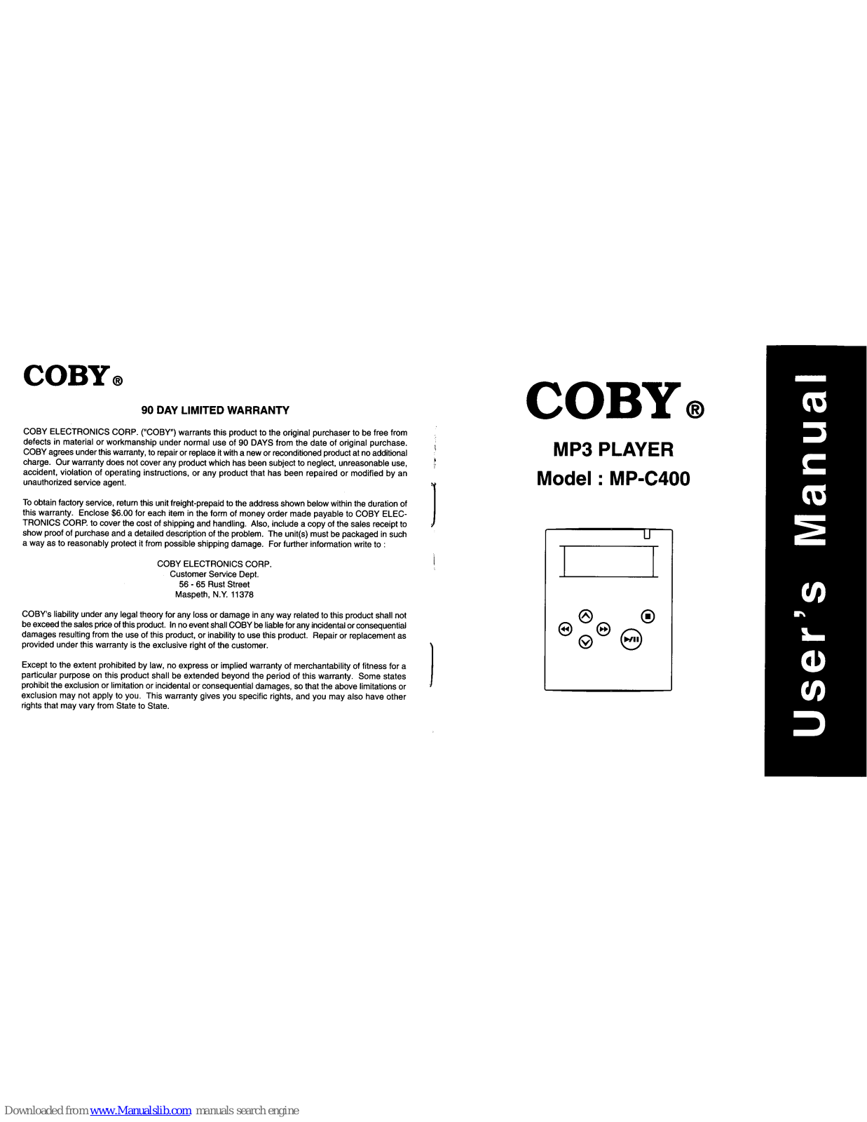 Coby MP-C400 User Manual