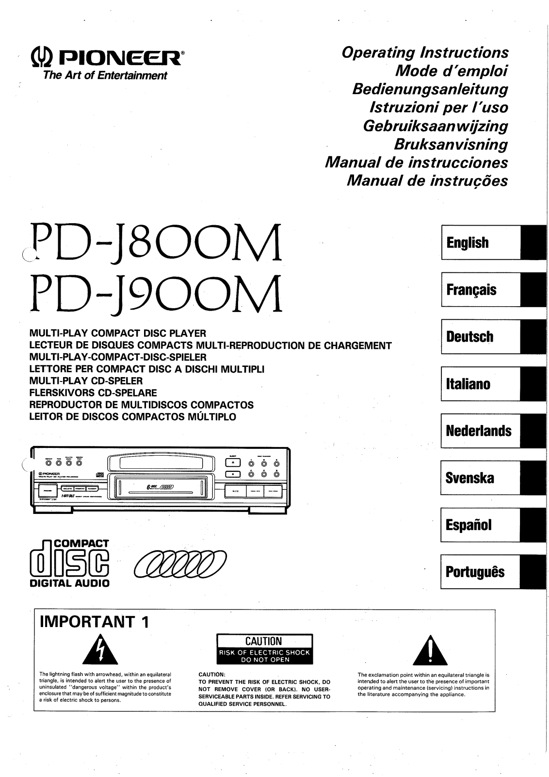 Pioneer PD-J800M, PD-J900M Manual