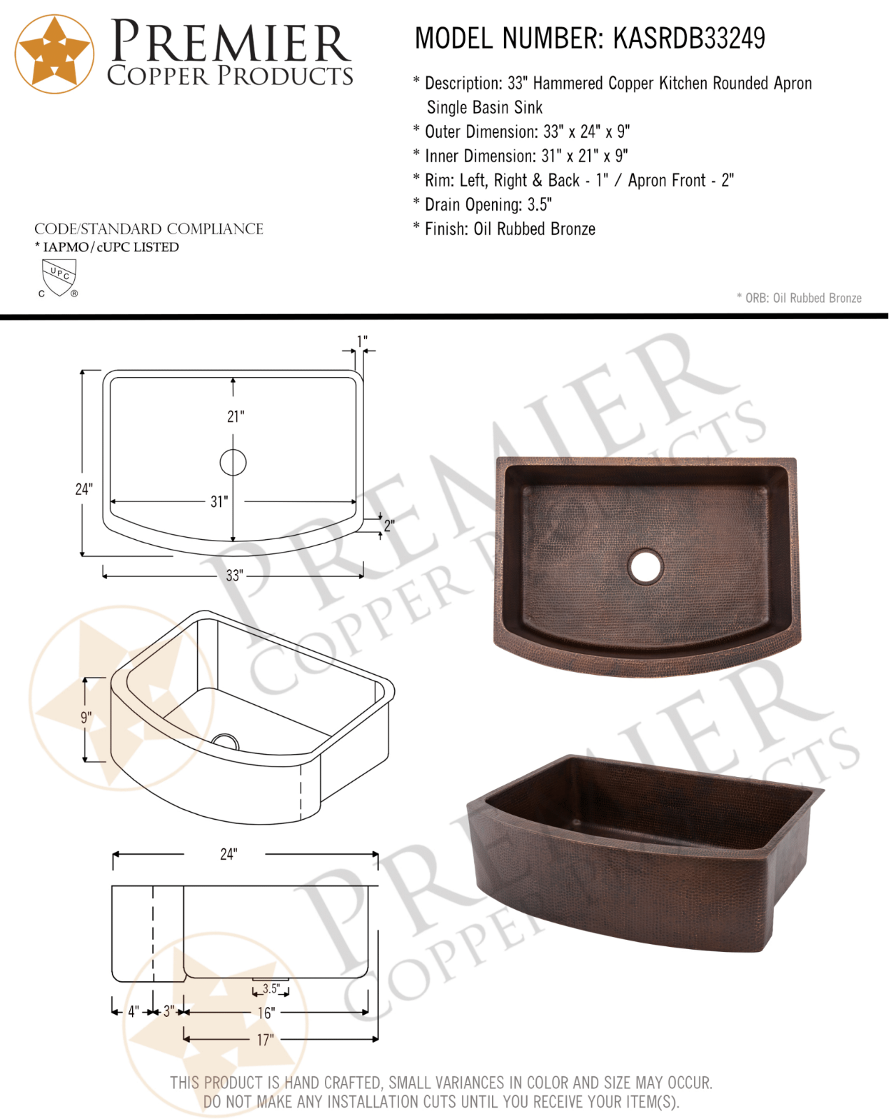 Premier Copper Products IER1518 Specifications - ManualMachine.com