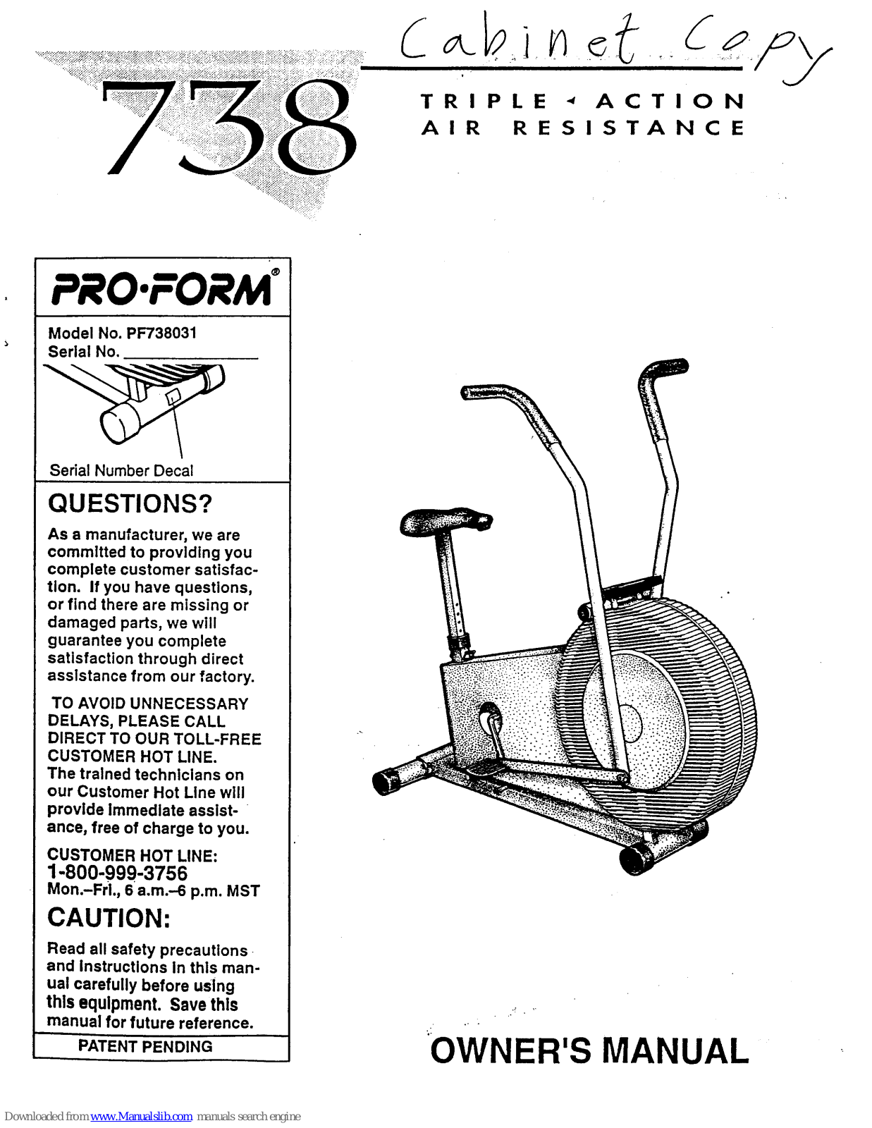 Pro-Form 738, PF38031 User Manual