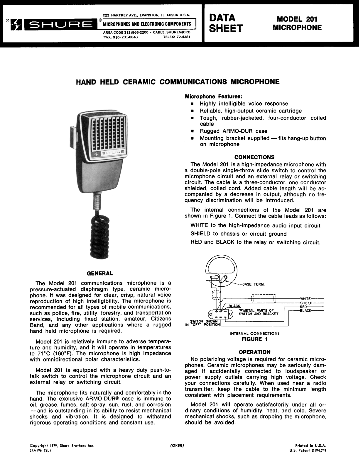 Shure 201 User Guide