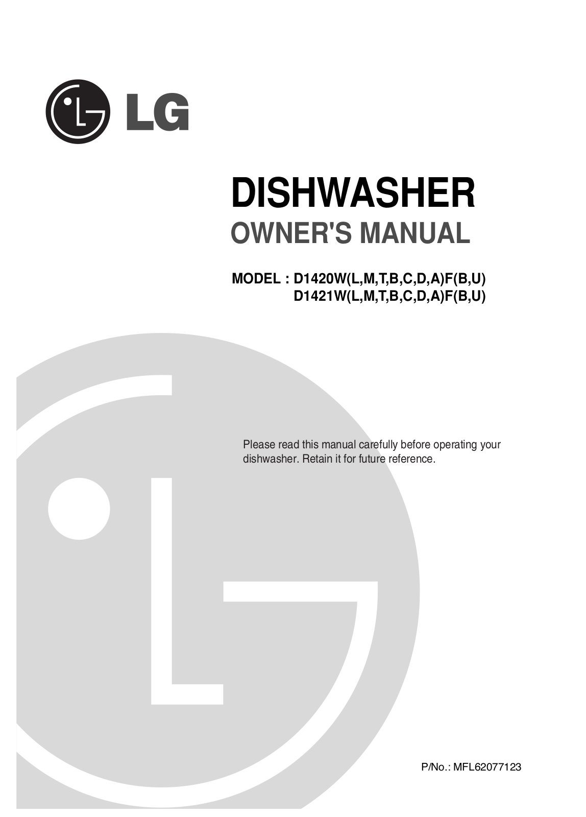 LG D1420WFB, D1420MF Owner’s Manual
