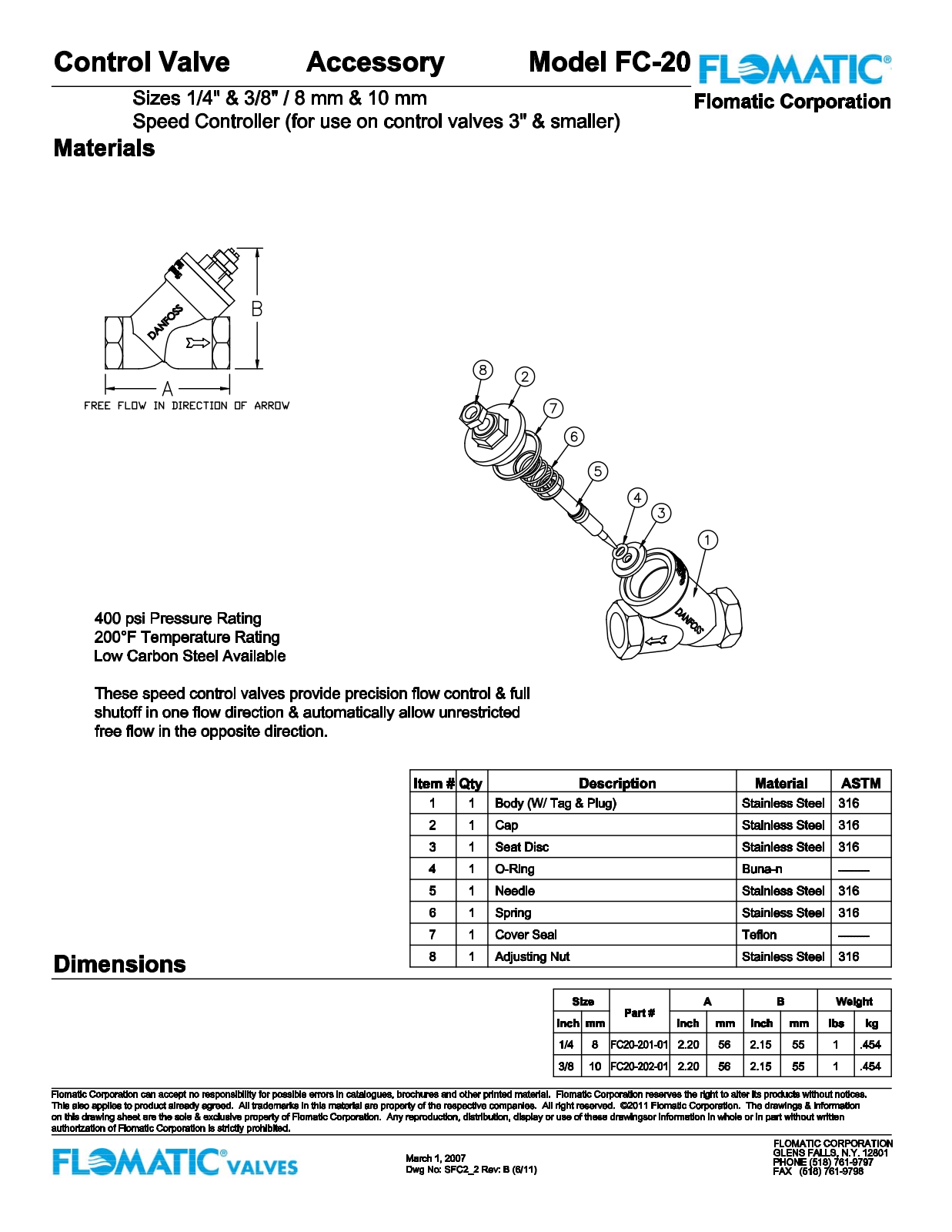 Flomatic FC-20 Parts List