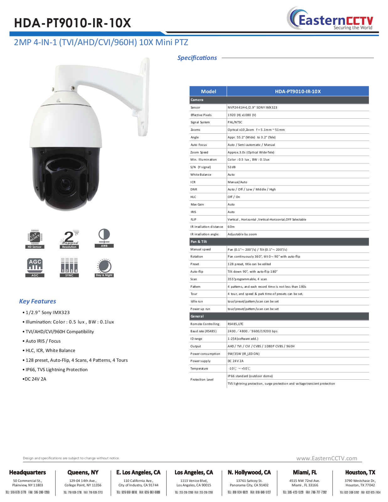 ENS HDA-PT9010-IR-10X Specsheet