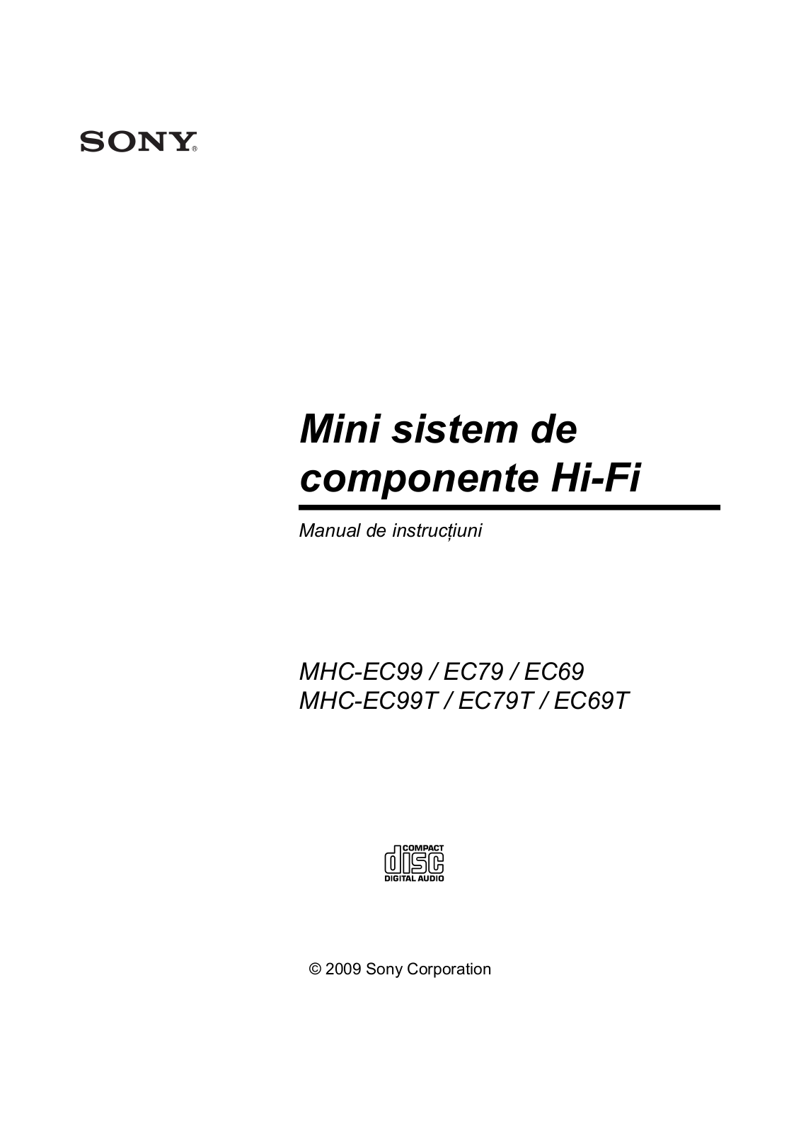 Sony MHC-EC99, MHC-EC79, MHC-EC69, MHC-EC99T, MHC-EC79T User Manual