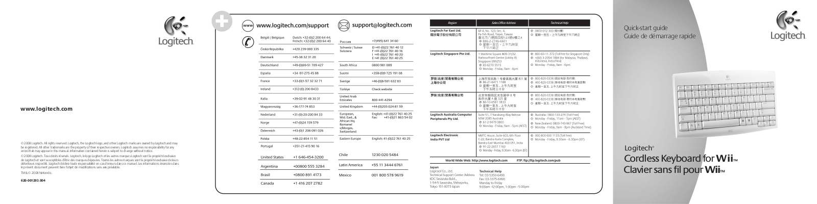 LOGITECH CORDLESS KEYBOARD FOR WII User Manual