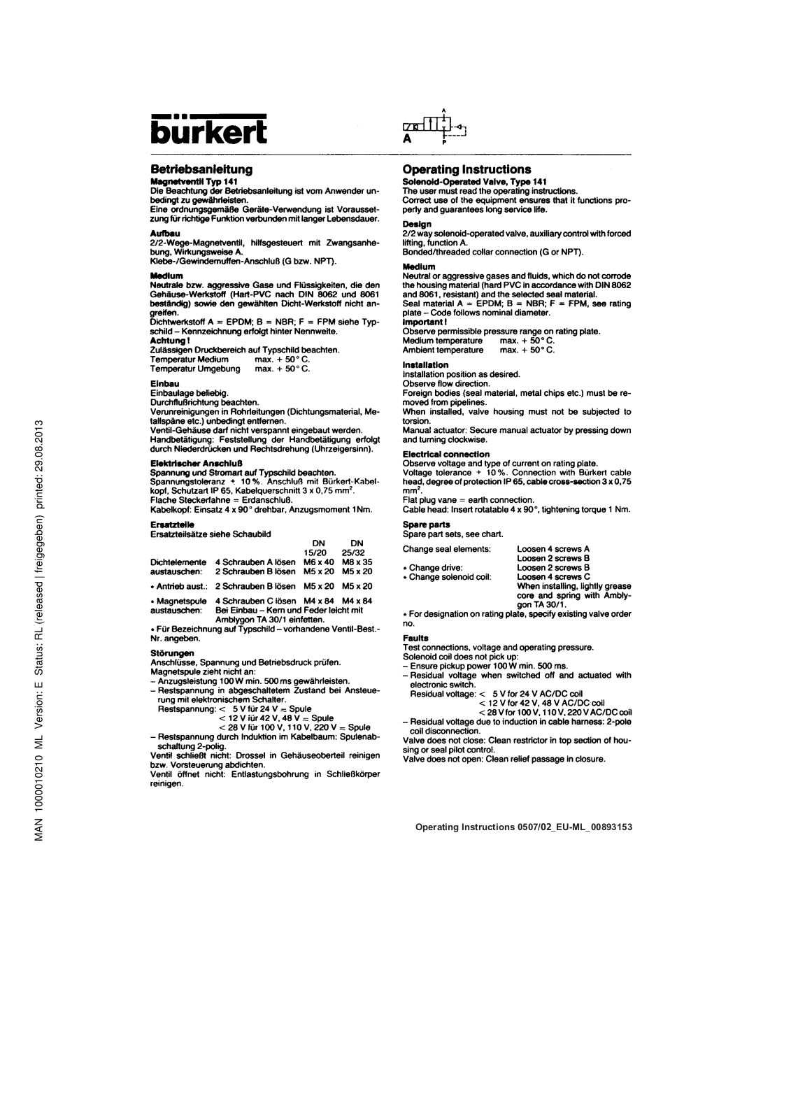 Burkert 0141 User Manual