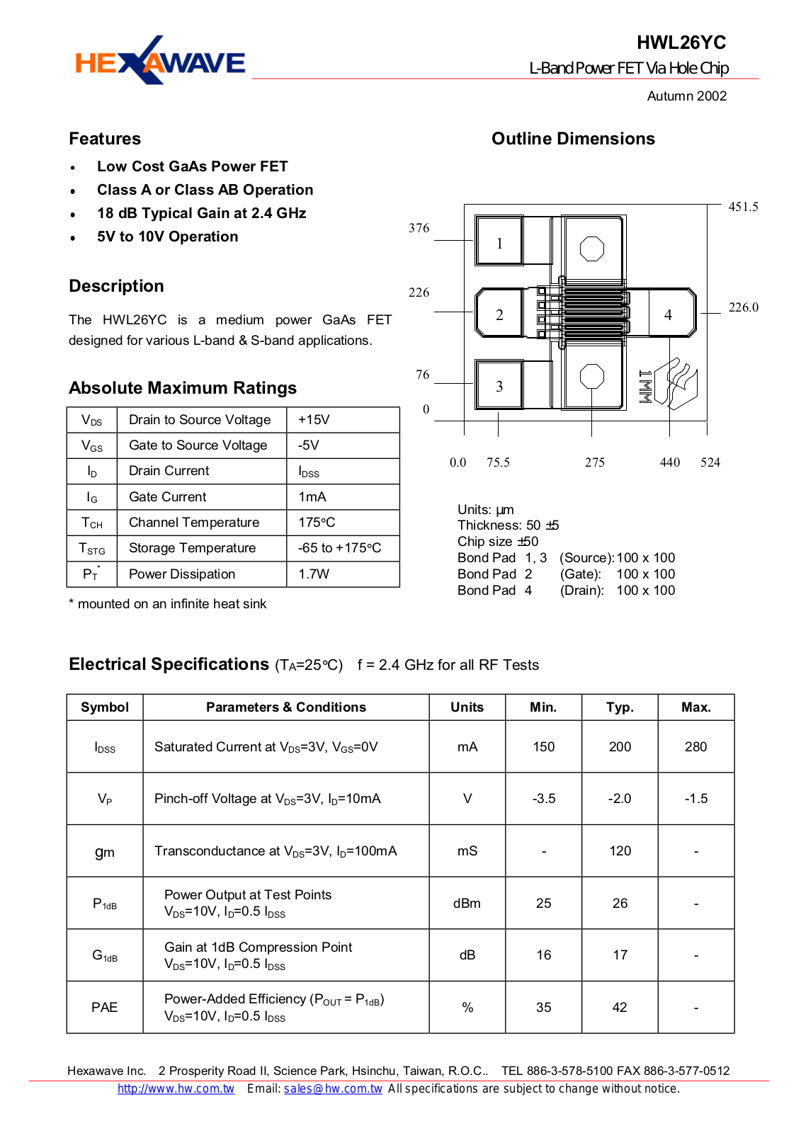 HWTW HWL26YC Datasheet