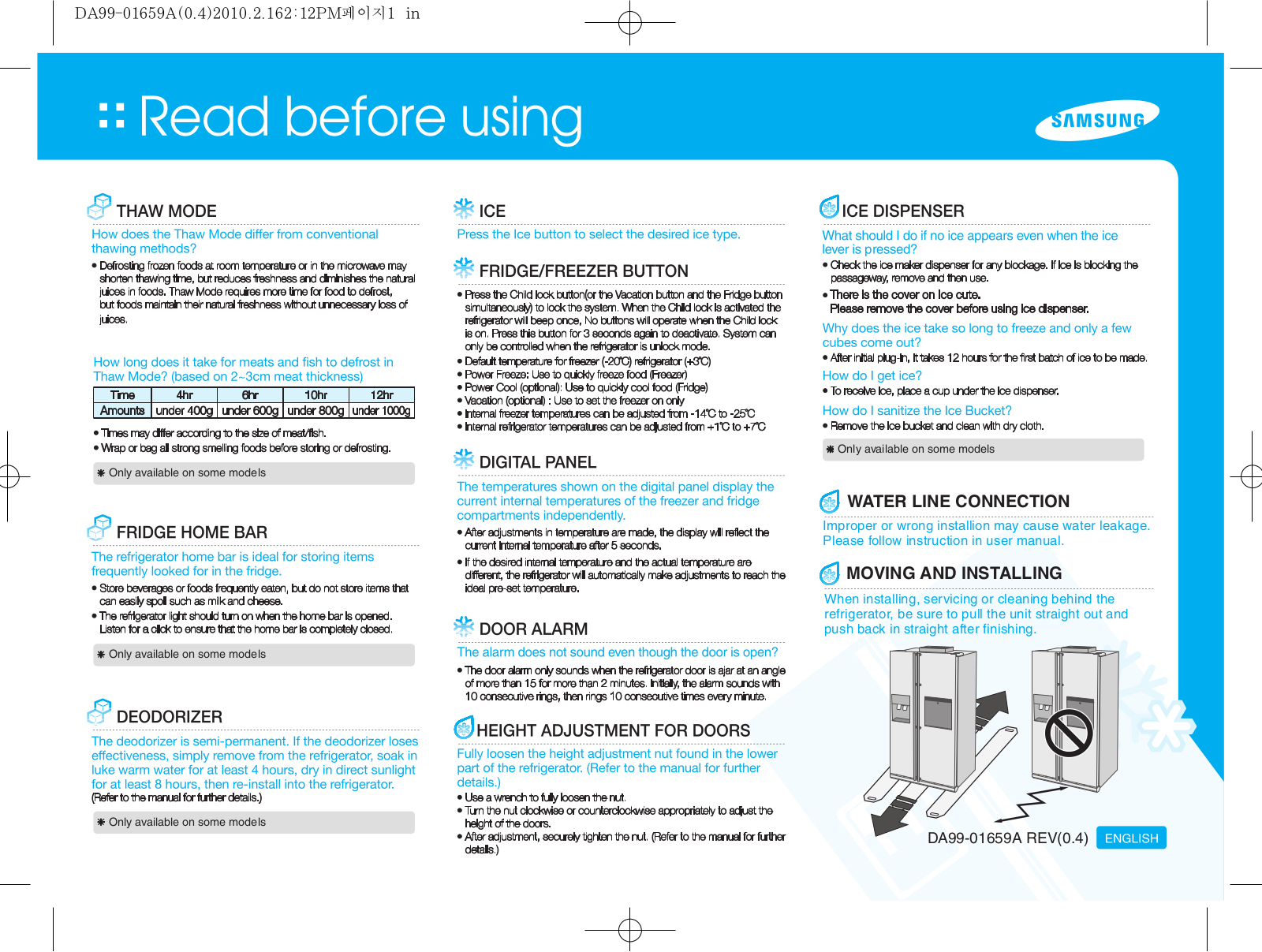 Samsung RSH7UNRS, RSH7UNSW, RSG5UCRS, RSH7ZNBP, RSH5UBMH User Manual