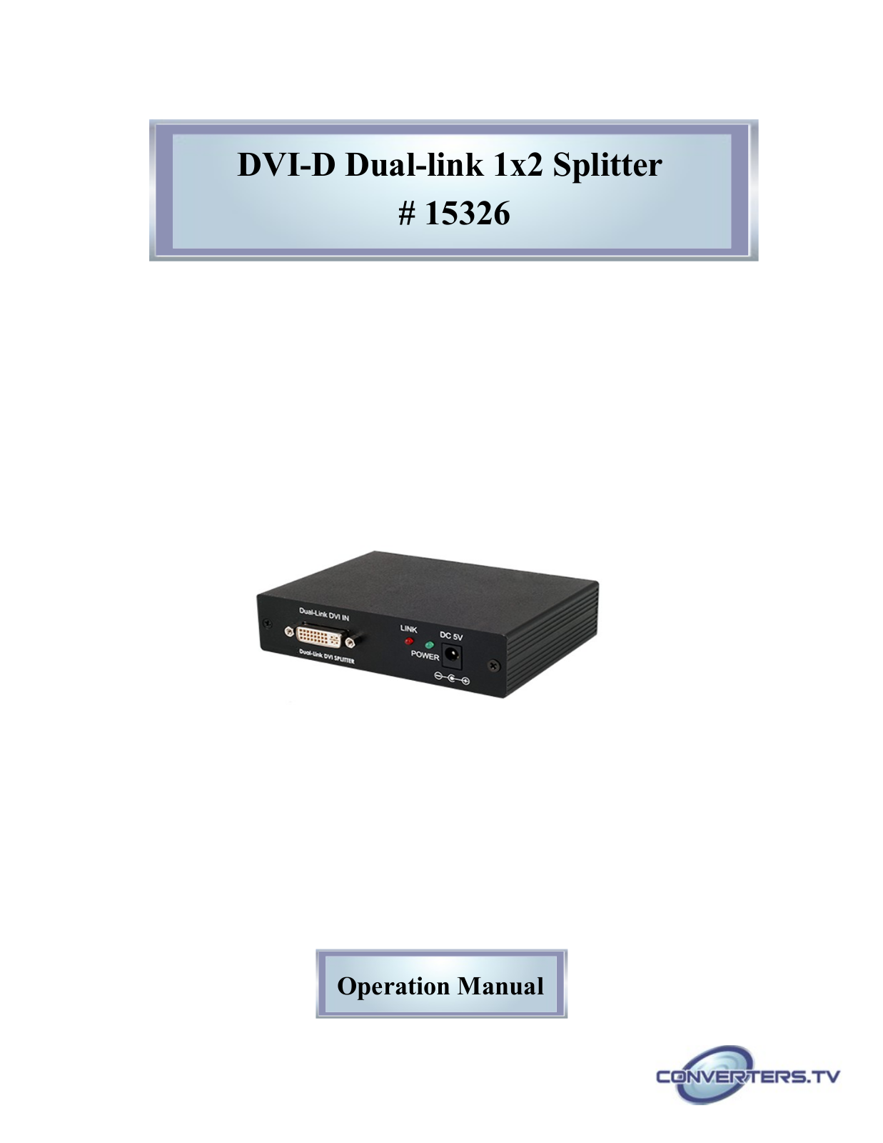 Converters.TV 15326 Operation Manual