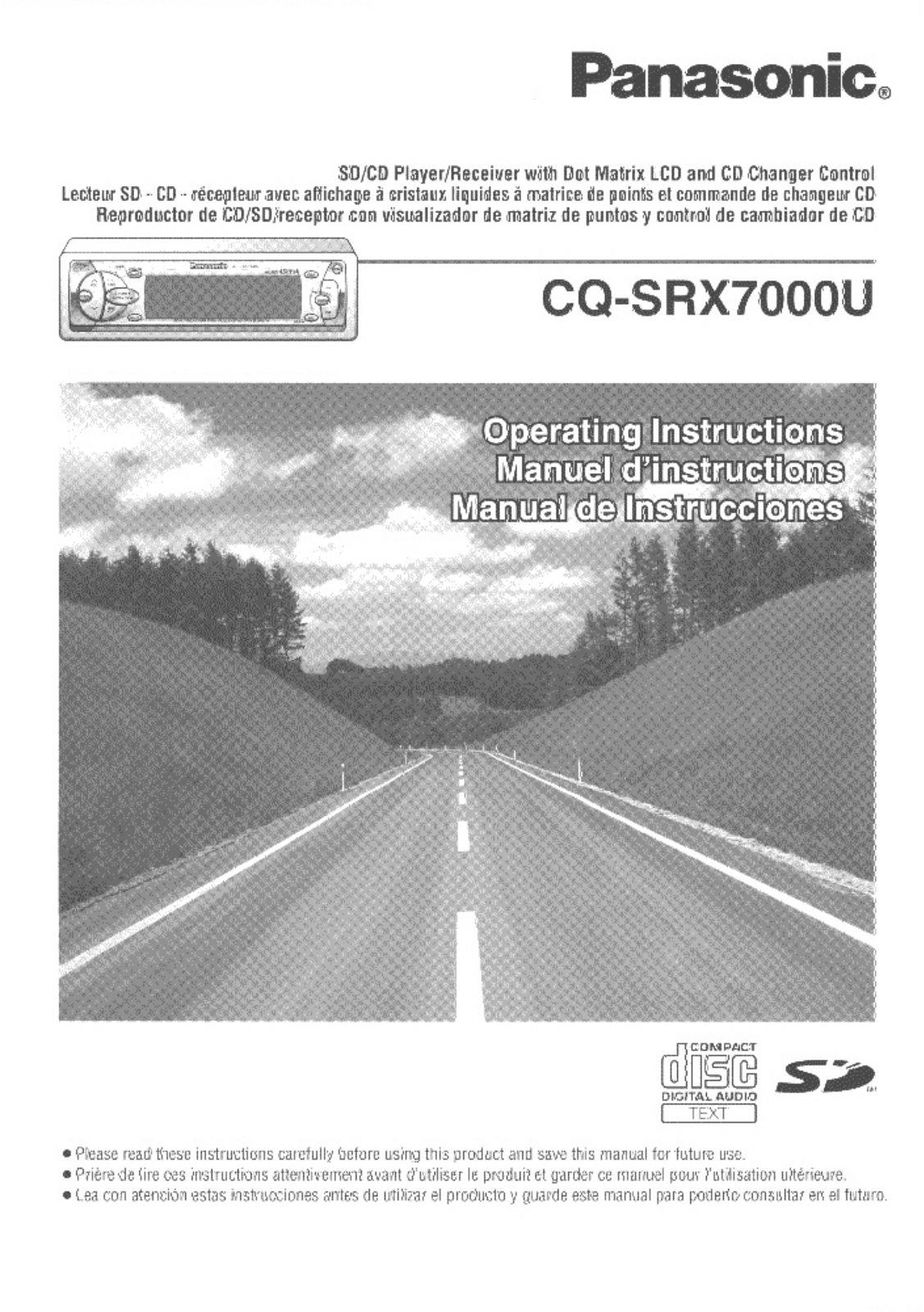 Panasonic cqsrx7000u Operation Manual