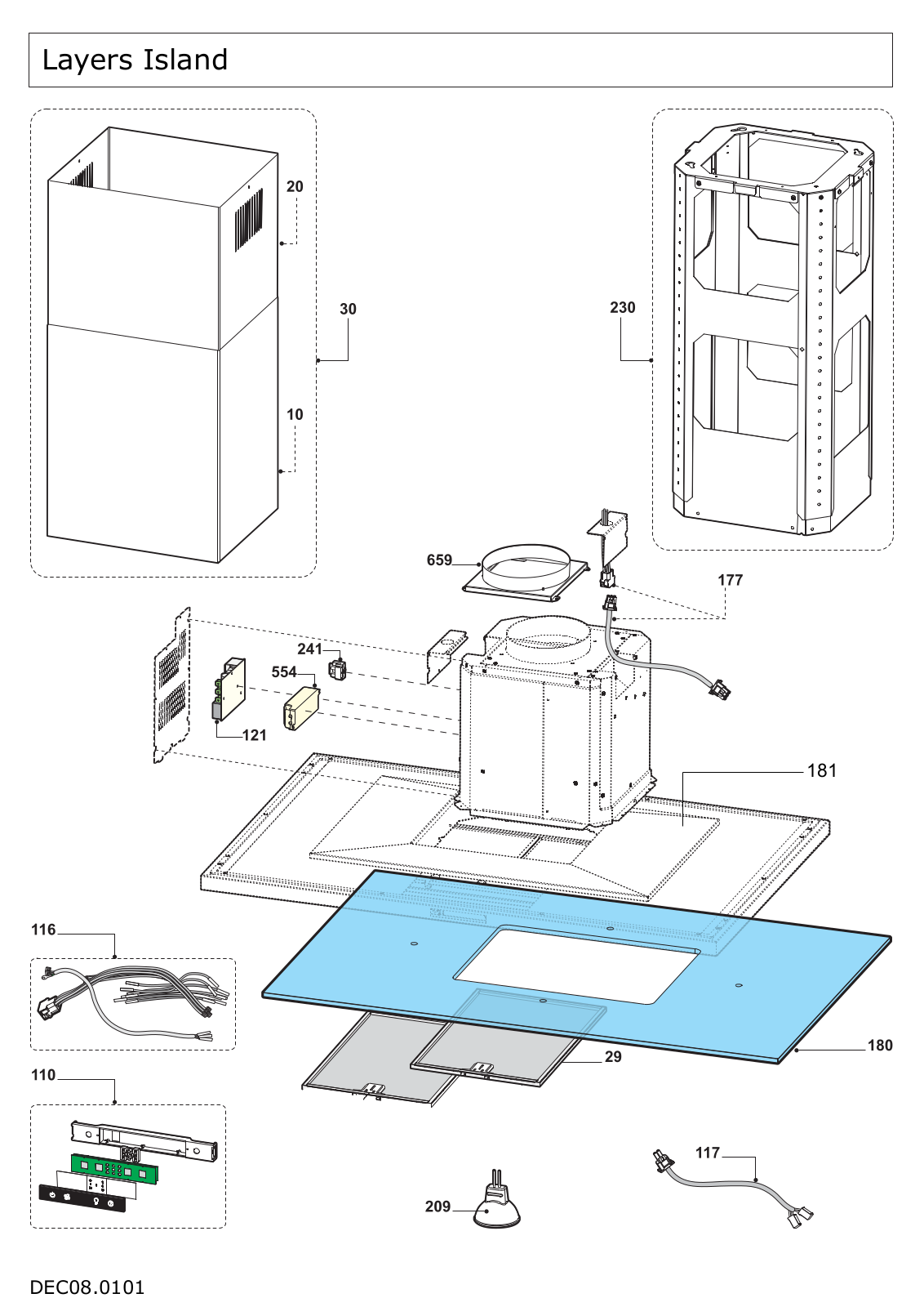 Zephyr ALA-M90ABX, ALA-M90AWX, ALA-E42ABX, ALA-E42AWX Exploded View Diagram