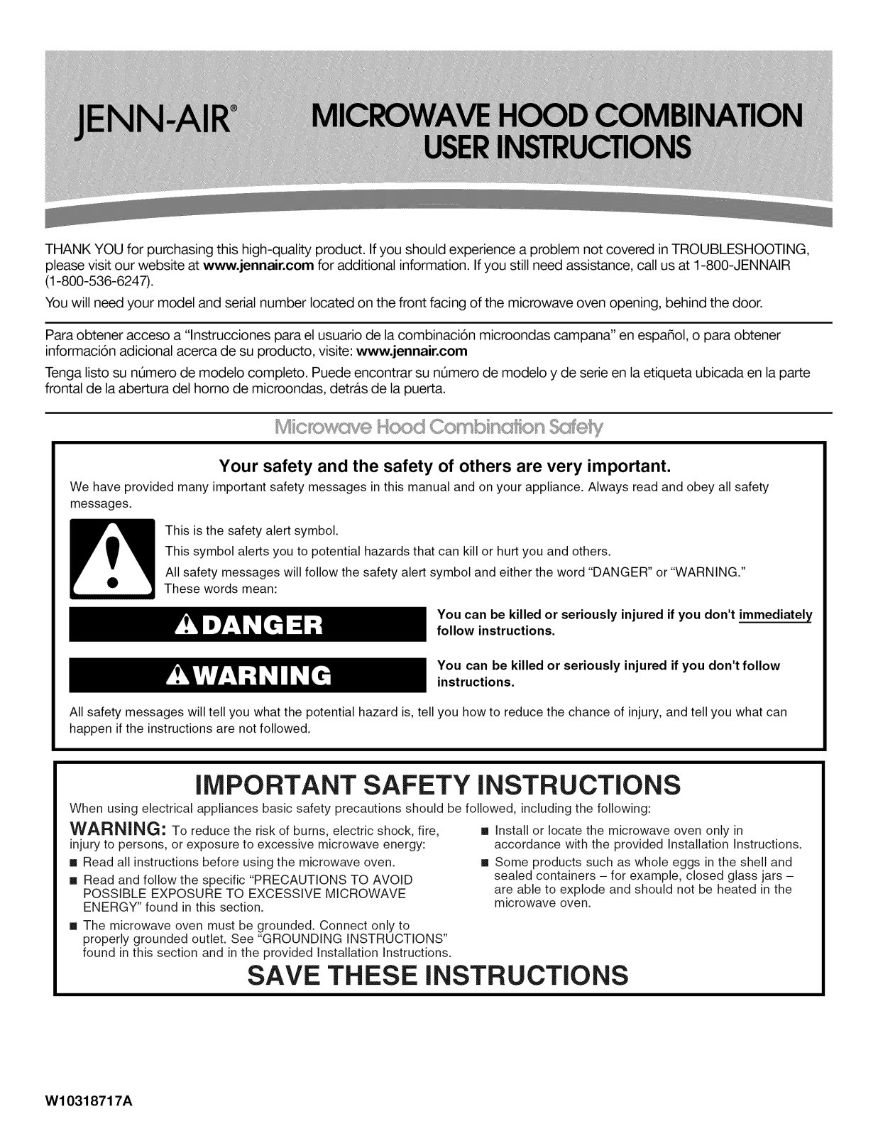 Jenn-Air JMV8208WW1, JMV8208WW0, JMV8208WS0, JMV8208WP1, JMV8208WP0 Owner’s Manual