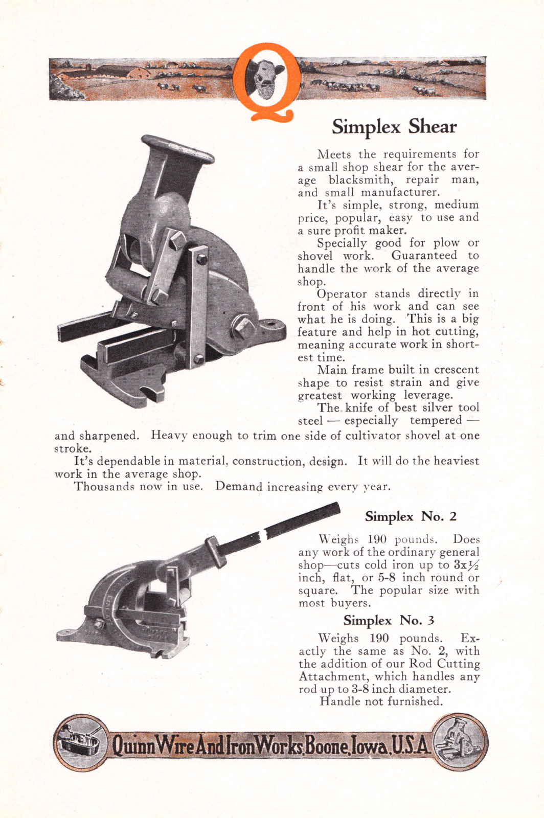 Quinn Wire and Iron Works Simplex Shears Shear - ManualMachine.com
