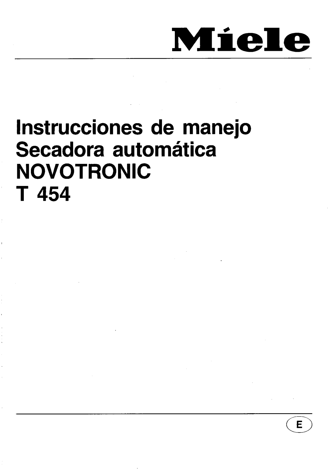 Miele T454 Novotronic User manual