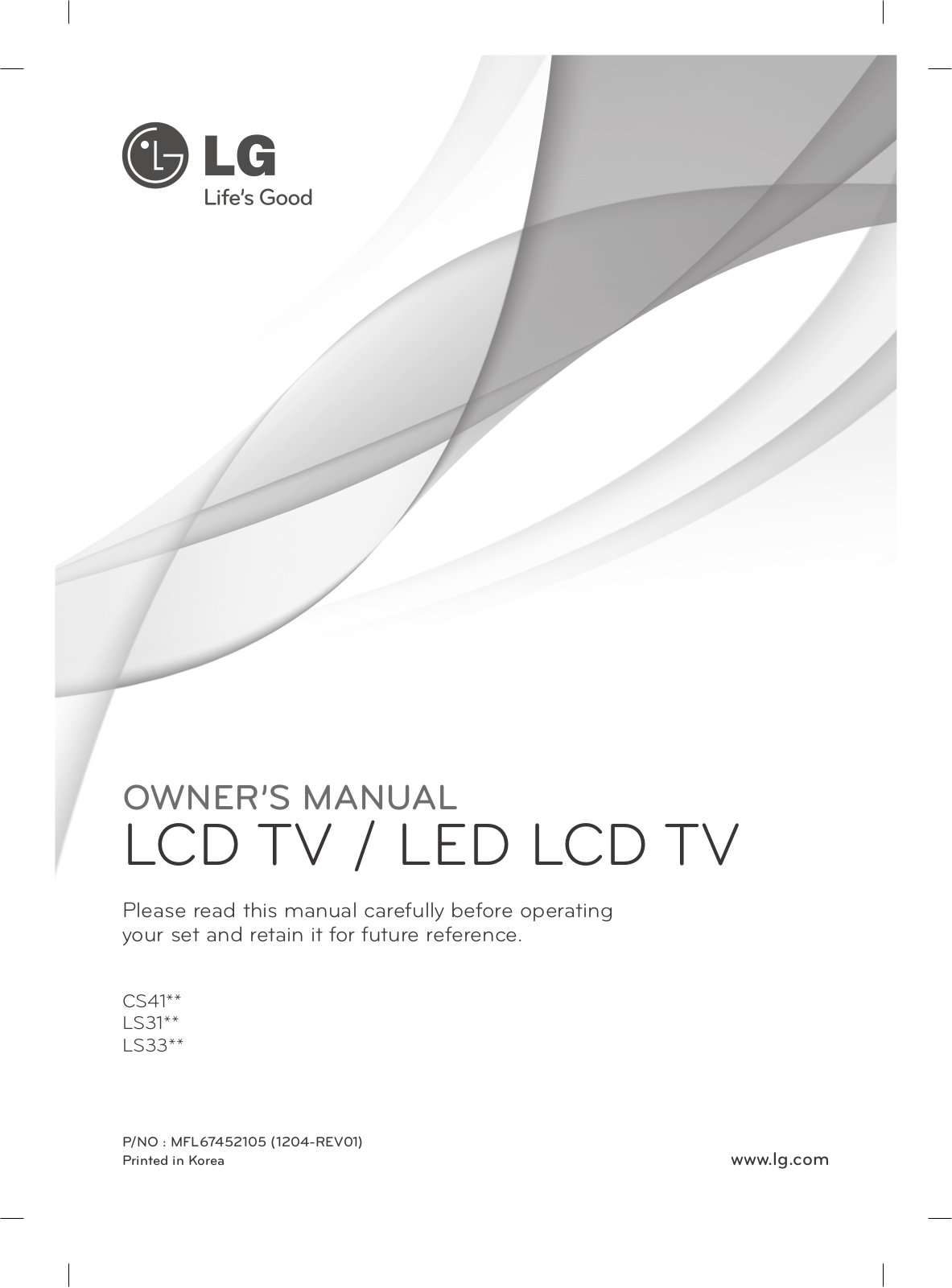 Lg CS41, LS31, LS33 Owners Manual