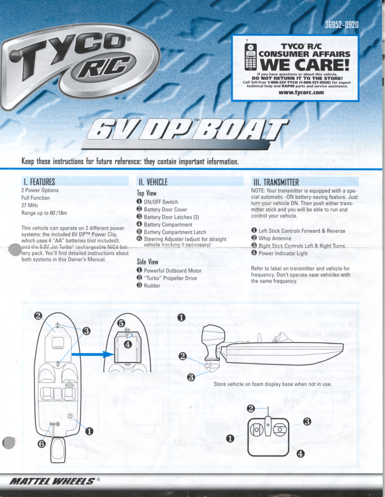 Fisher-Price 36952, 97007 Instruction Sheet