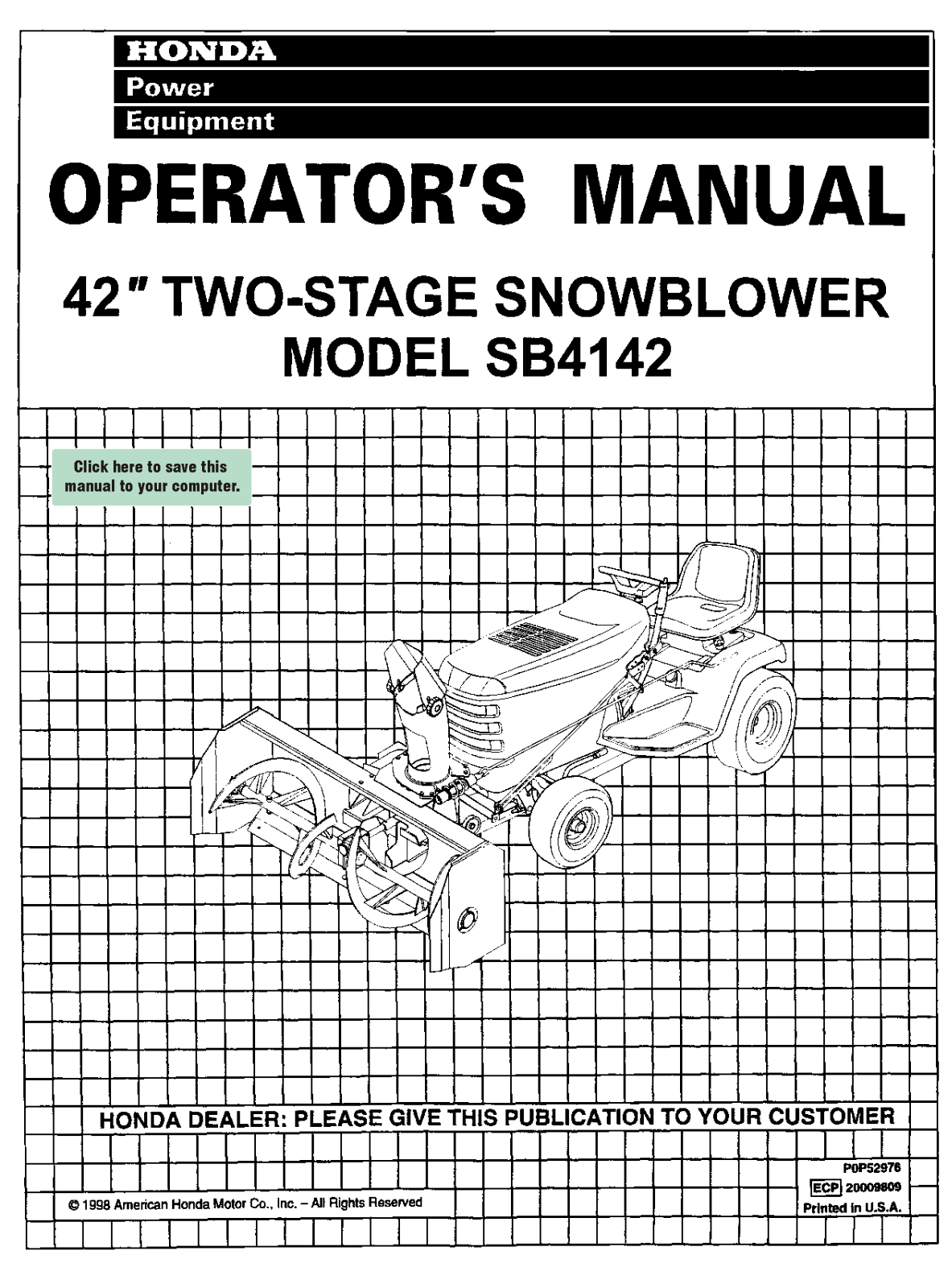 Honda Automobiles SB4142 User Manual